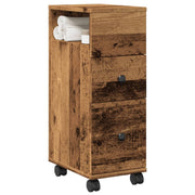 Badkamerkast smal 23x33x65 cm bewerkt hout oud houtkleurig
