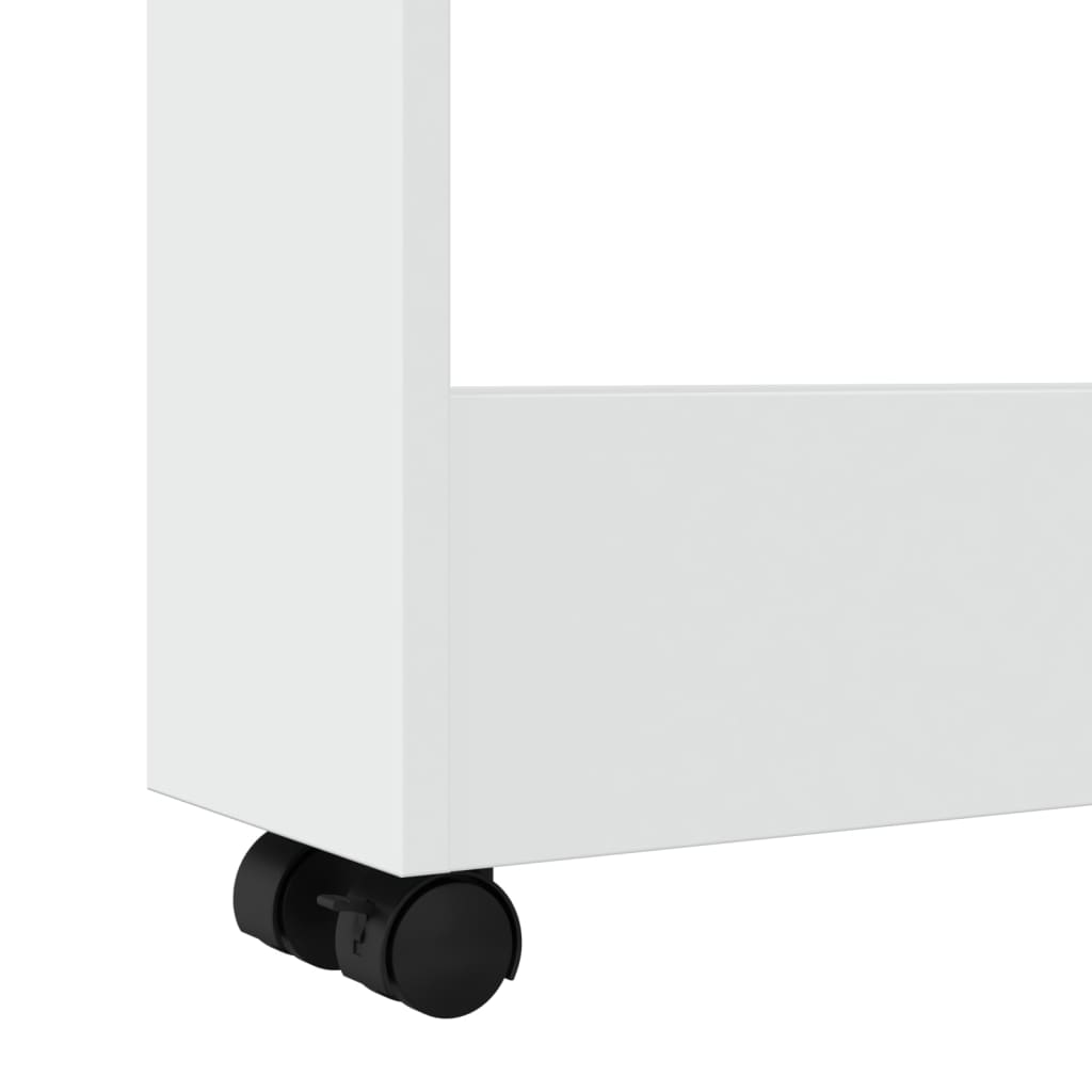 Opbergtrolley smal 3-laags bewerkt hout wit