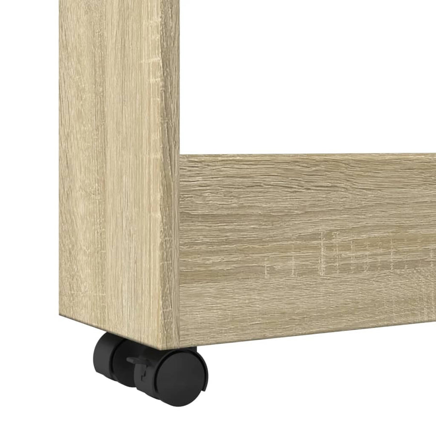 Opbergtrolley smal 3-laags bewerkt hout sonoma eikenkleurig