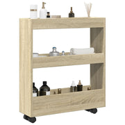 Opbergtrolley smal 3-laags 60x18x70 cm bewerkt hout