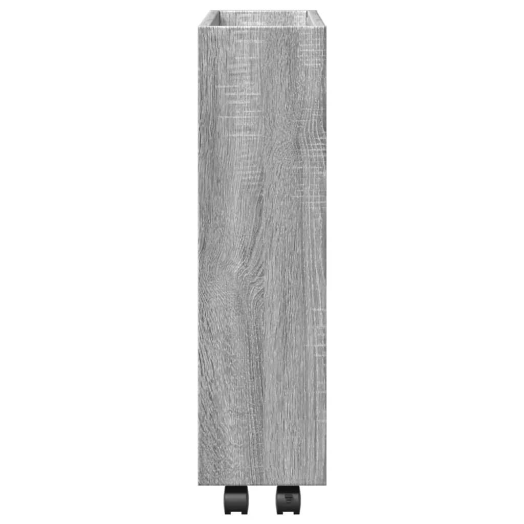 Opbergtrolley smal 3-laags bewerkt hout grijs sonoma eiken