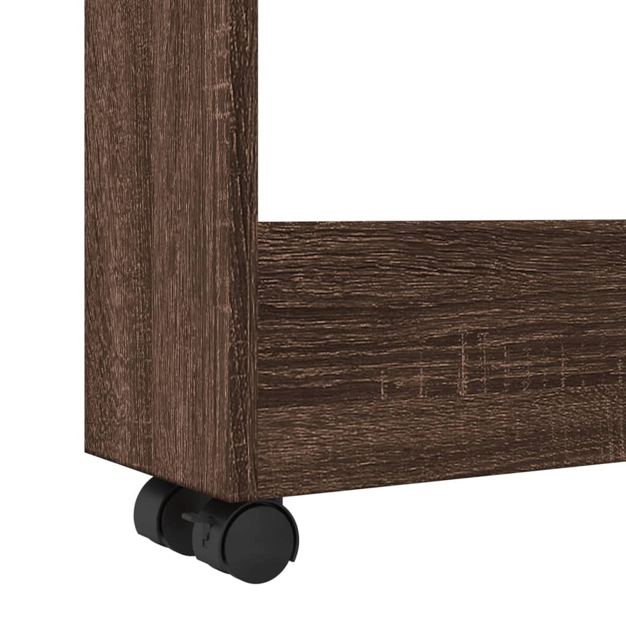 Opbergtrolley smal 3-laags bewerkt hout bruin eikenkleurig