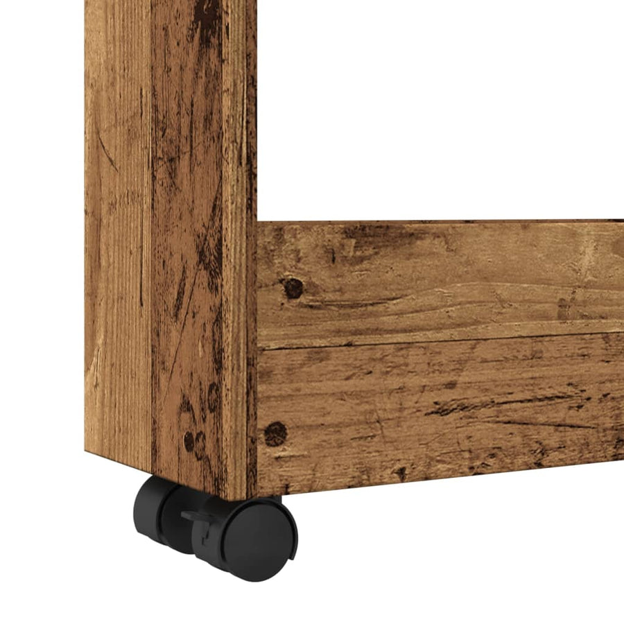 Opbergtrolley smal 3-laags bewerkt hout oud houtkleurig