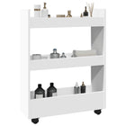 Slim Storage Cart 3 Drawers White Engineered Wood