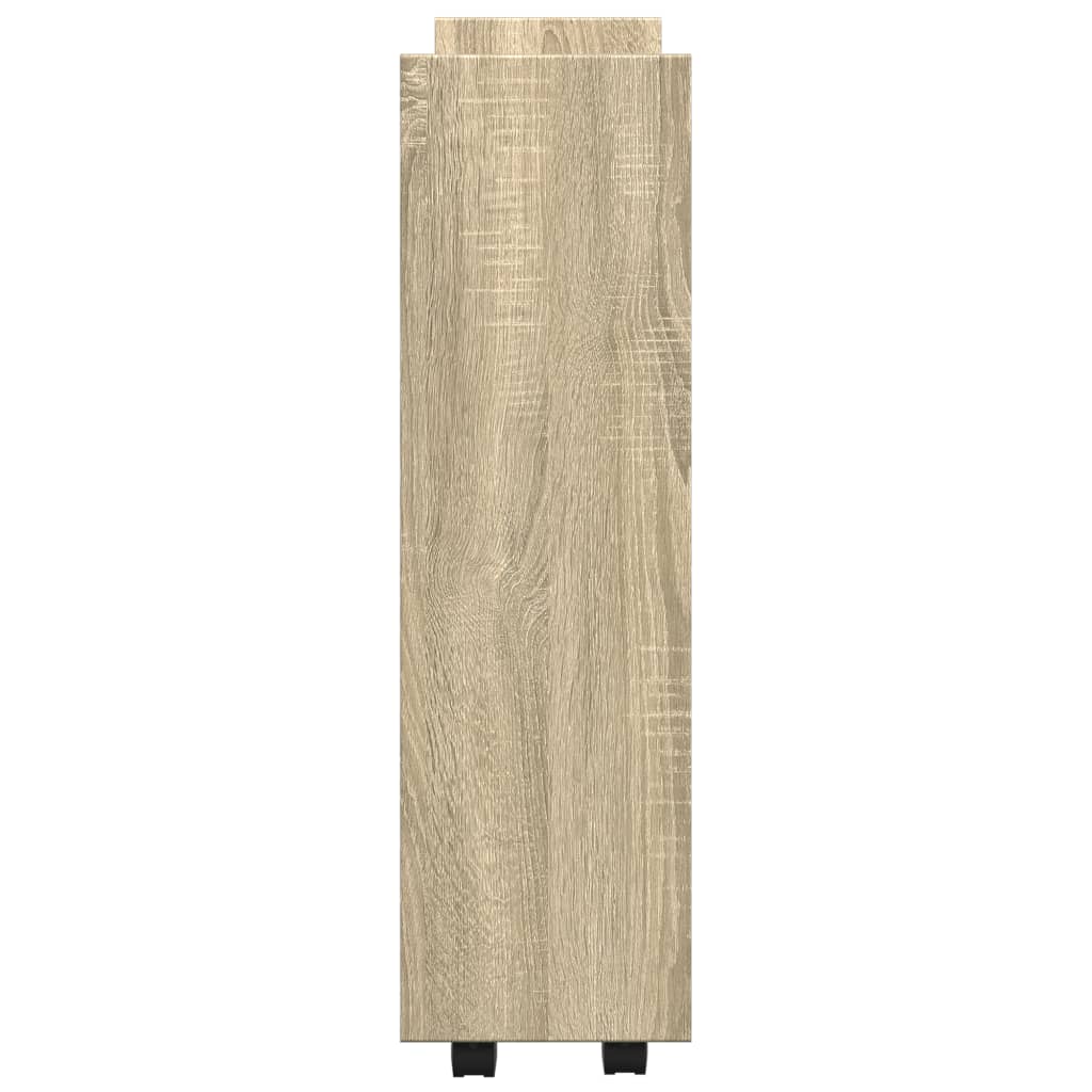 Opbergtrolley smal 3-laags bewerkt hout sonoma eikenkleurig