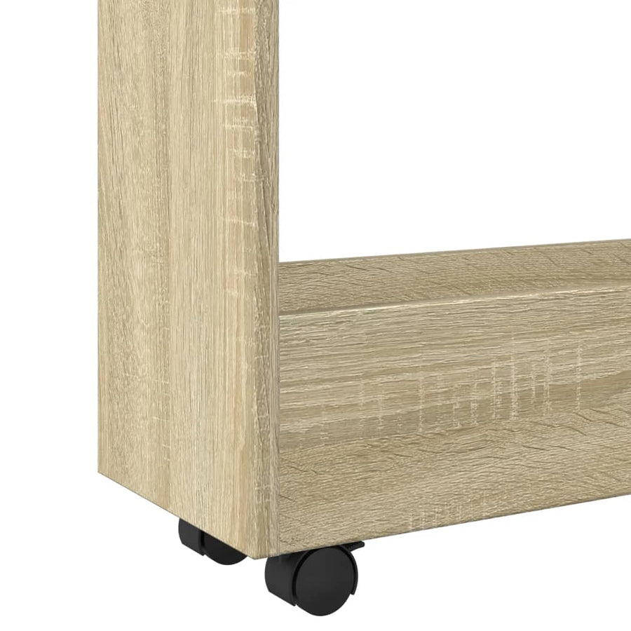 Opbergtrolley smal 3-laags bewerkt hout sonoma eikenkleurig