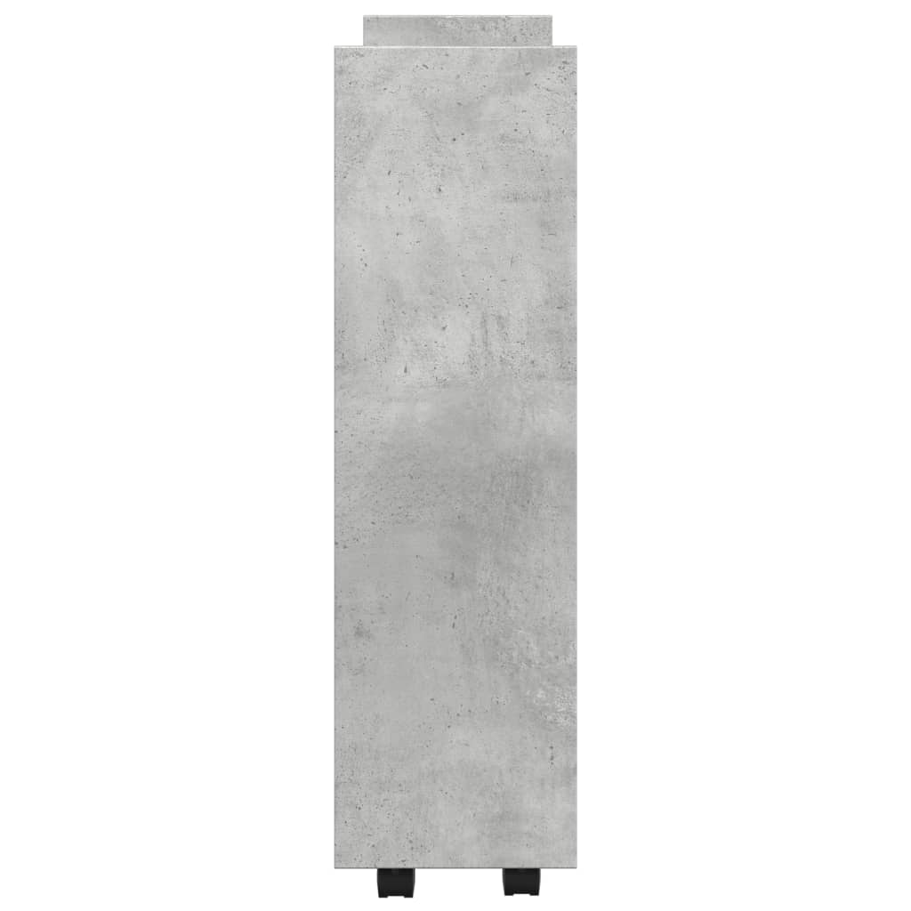 Opbergtrolley smal 3-laags bewerkt hout betongrijs