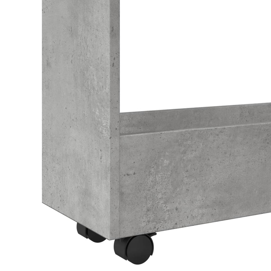 Opbergtrolley smal 3-laags bewerkt hout betongrijs