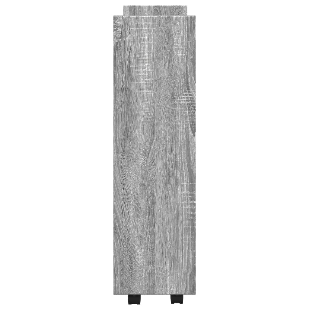 Opbergtrolley smal 3-laags bewerkt hout grijs sonoma eiken