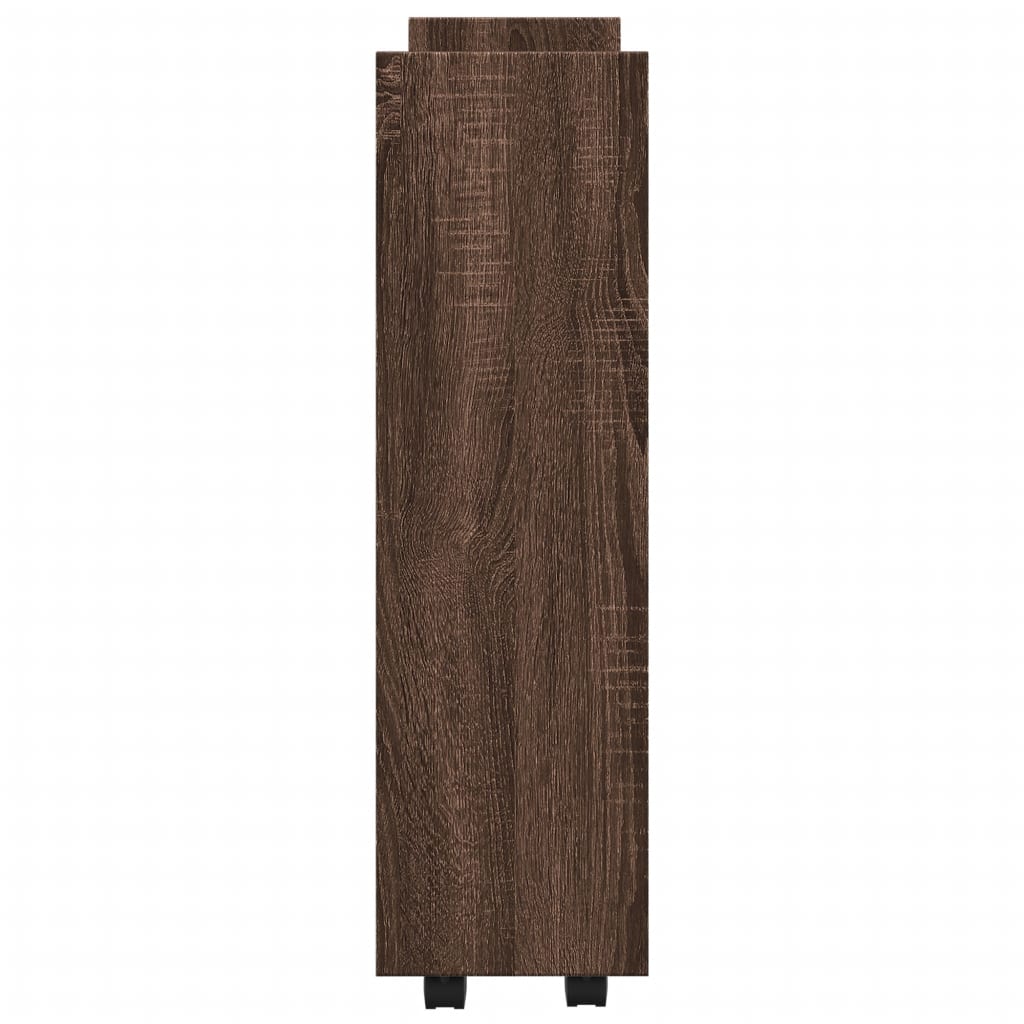 Opbergtrolley smal 3-laags bewerkt hout bruin eikenkleurig