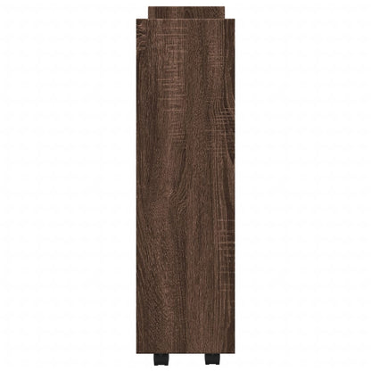 Opbergtrolley smal 3-laags bewerkt hout bruin eikenkleurig