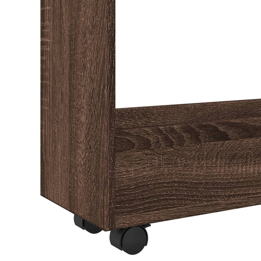 Opbergtrolley smal 3-laags bewerkt hout bruin eikenkleurig