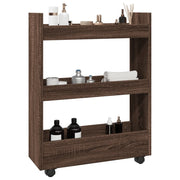 Opbergtrolley smal 3-laags 60x22x80 cm bruin eikenkleurig