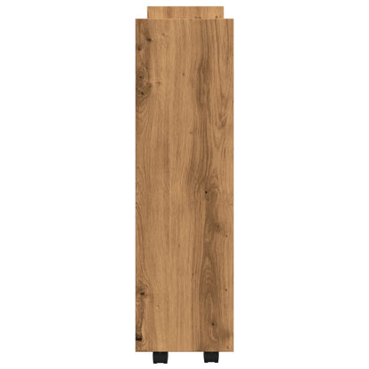 Opbergtrolley smal 3-laags bewerkt hout artisanaal eikenkleurig