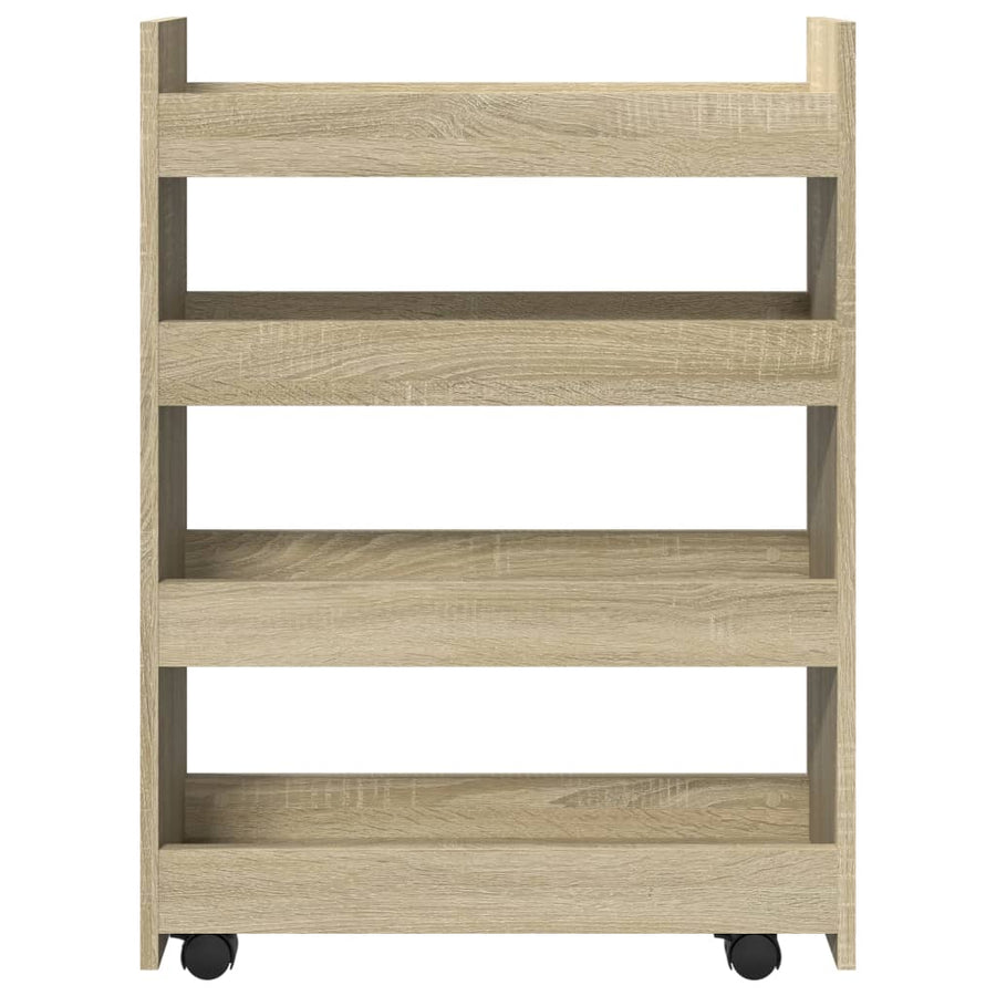 Opbergtrolley smal 4-laags bewerkt hout sonoma eikenkleurig
