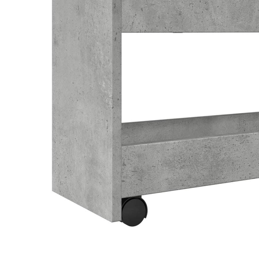 Opbergtrolley smal 4-laags bewerkt hout betongrijs