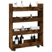 Opbergtrolley smal 4-laags 60x20x82 cm bewerkt hout gerookt eiken