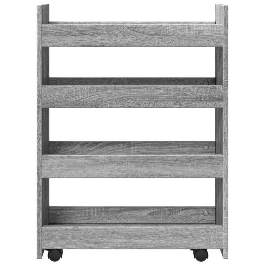 Opbergtrolley smal 4-laags bewerkt hout grijs sonoma eiken