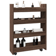 Opbergtrolley smal 4-laags bewerkt hout bruin eikenkleurig 60x20x82 cm