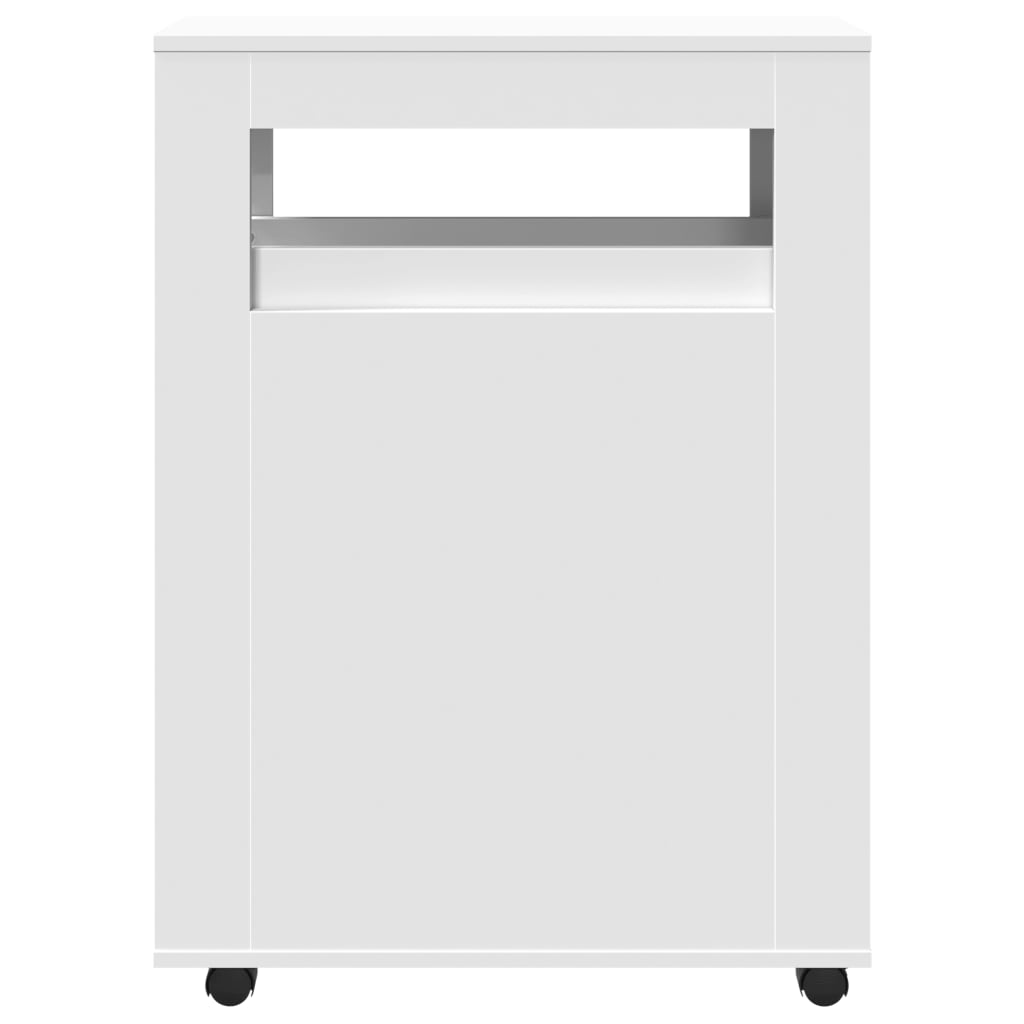 Badkamerkast smal met wielen bewerkt hout wit