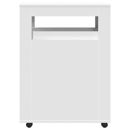 Badkamerkast smal met wielen bewerkt hout wit