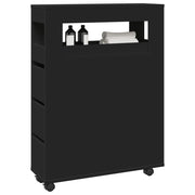 Badkamerkast smal 65x23x90 cm bewerkt hout zwart