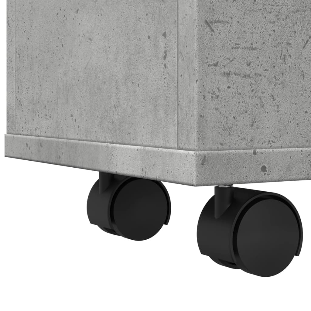 Badkamerkast smal met wielen bewerkt hout betongrijs
