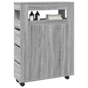 Badkamerkast smal 65x23x90 cm bewerkt hout grijs