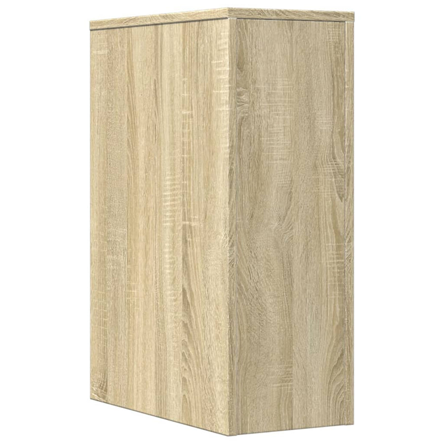 Badkamerkast smal met wielen bewerkt hout sonoma eikenkleurig