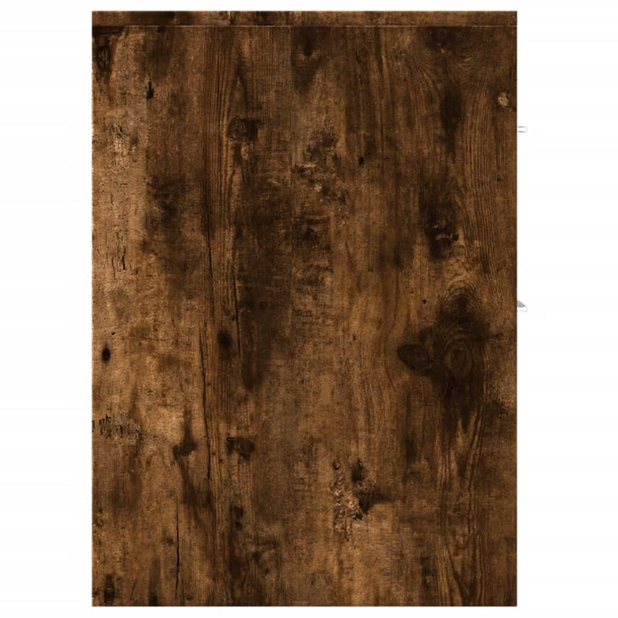 Badkamerkast smal met wielen bewerkt hout gerookt eikenkleurig