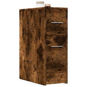 Badkamerkast smal 22x44x61.5 cm bewerkt hout gerookt eiken