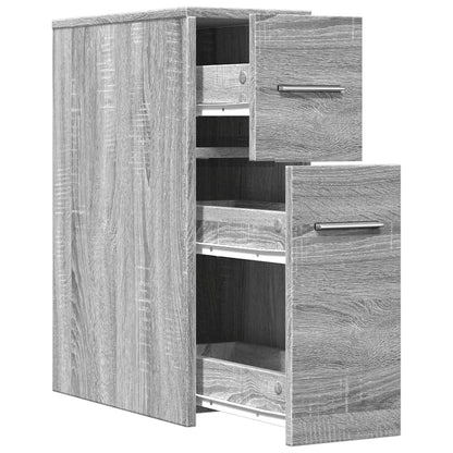 Badkamerkast smal met wielen bewerkt hout grijs sonoma eiken