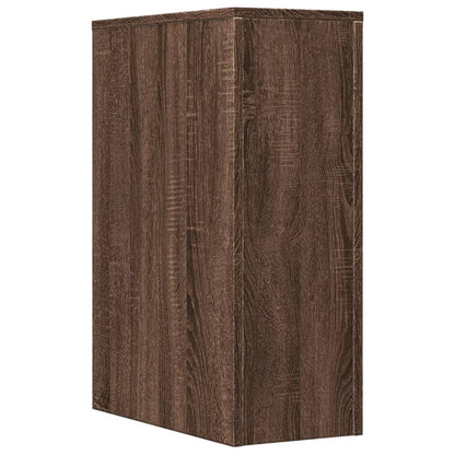 Badkamerkast smal met wielen bewerkt hout bruin eikenkleurig