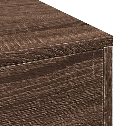 Badkamerkast smal met wielen bewerkt hout bruin eikenkleurig