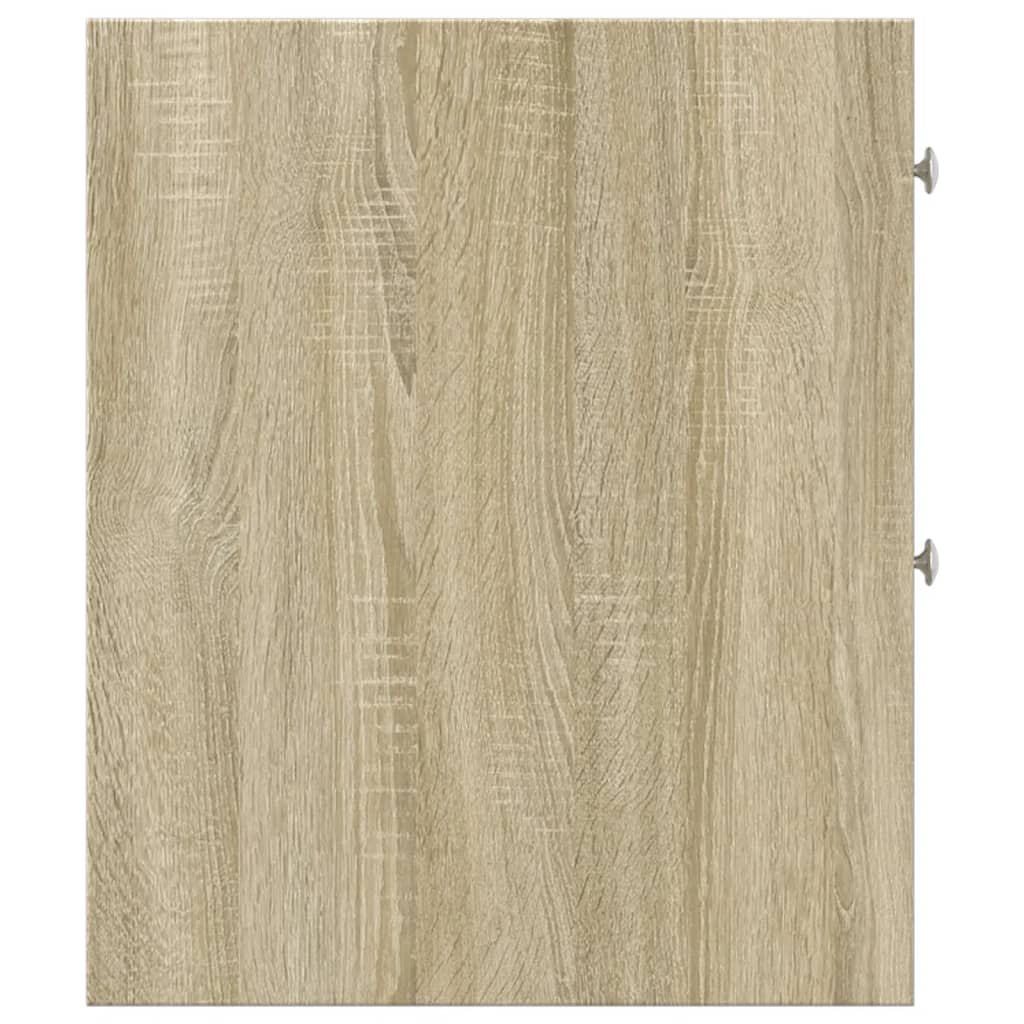 Badkamerkast smal met wielen bewerkt hout sonoma eikenkleurig