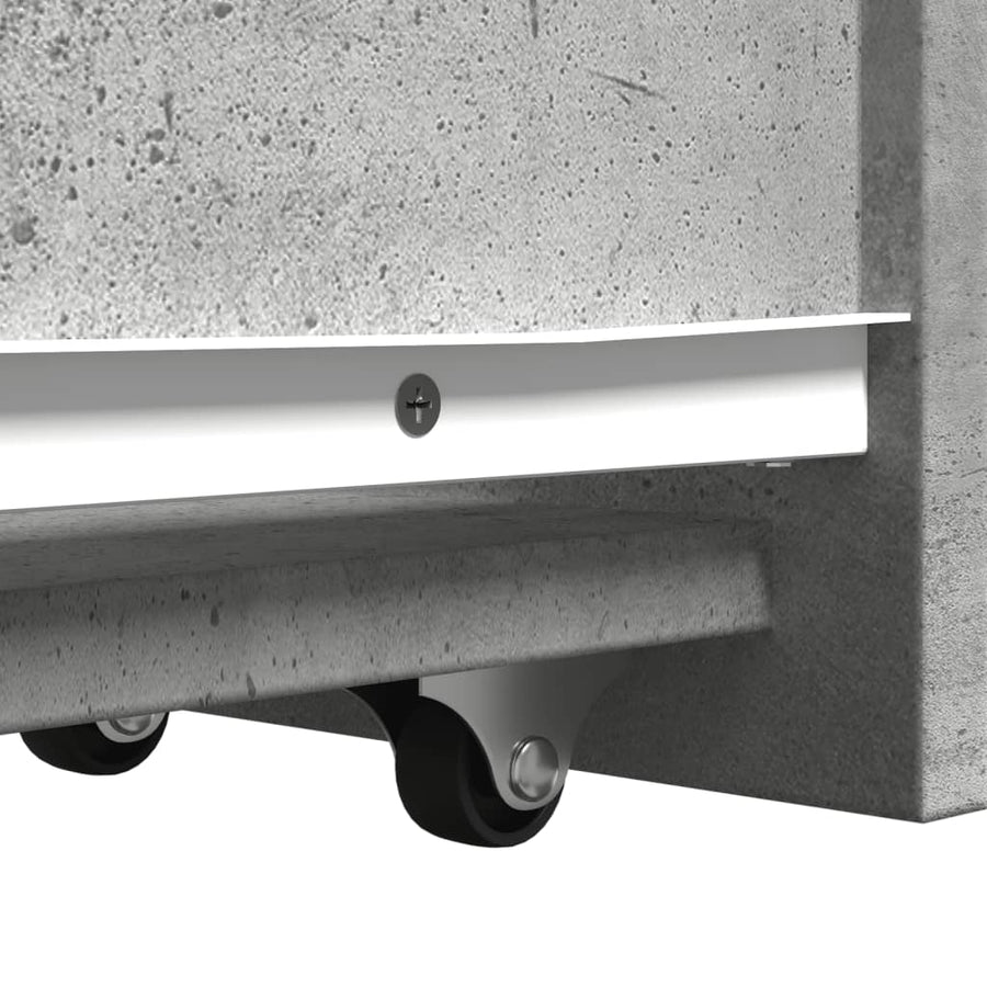 Badkamerkast smal met wielen bewerkt hout betongrijs