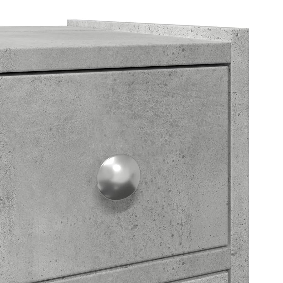 Badkamerkast smal met wielen bewerkt hout betongrijs