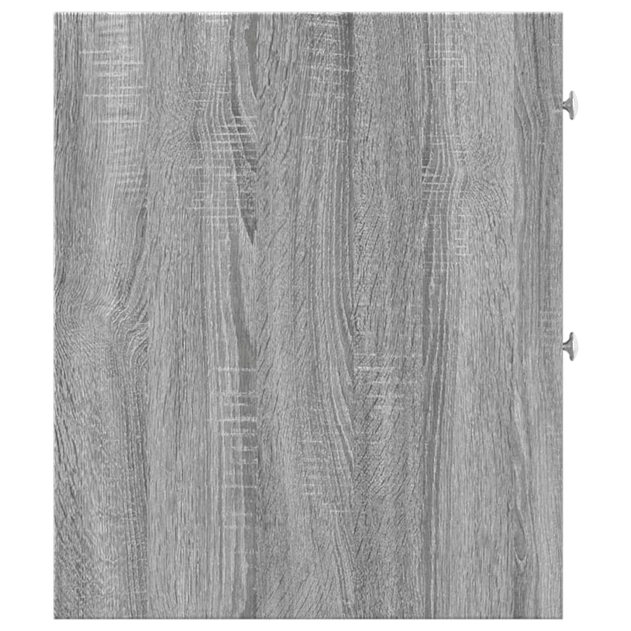 Badkamerkast smal met wielen bewerkt hout grijs sonoma eiken