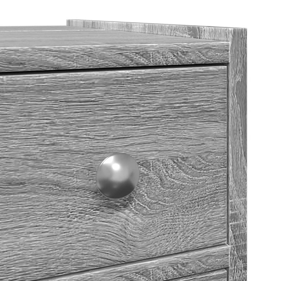 Badkamerkast smal met wielen bewerkt hout grijs sonoma eiken