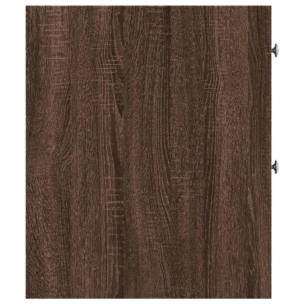 Badkamerkast smal met wielen bewerkt hout bruin eikenkleurig