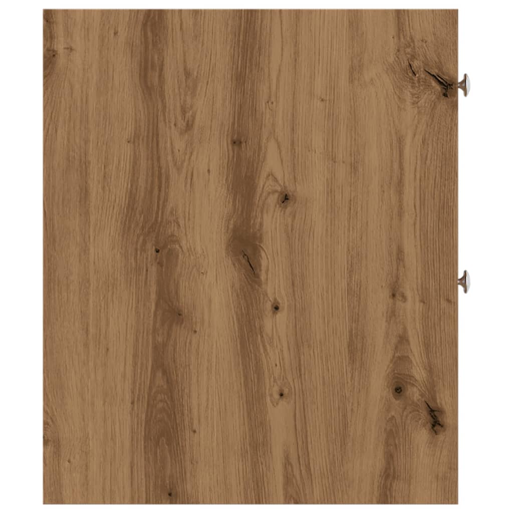 Badkamerkast smal met wielen bewerkt hout artisanaal eikenkleur