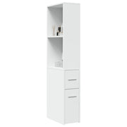 Badkamerkast smal met wielen 22x41x135 cm wit bewerkt hout