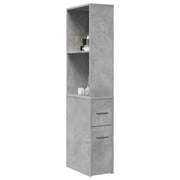 Badkamerkast smal 22x41x135 cm bewerkt hout betongrijs