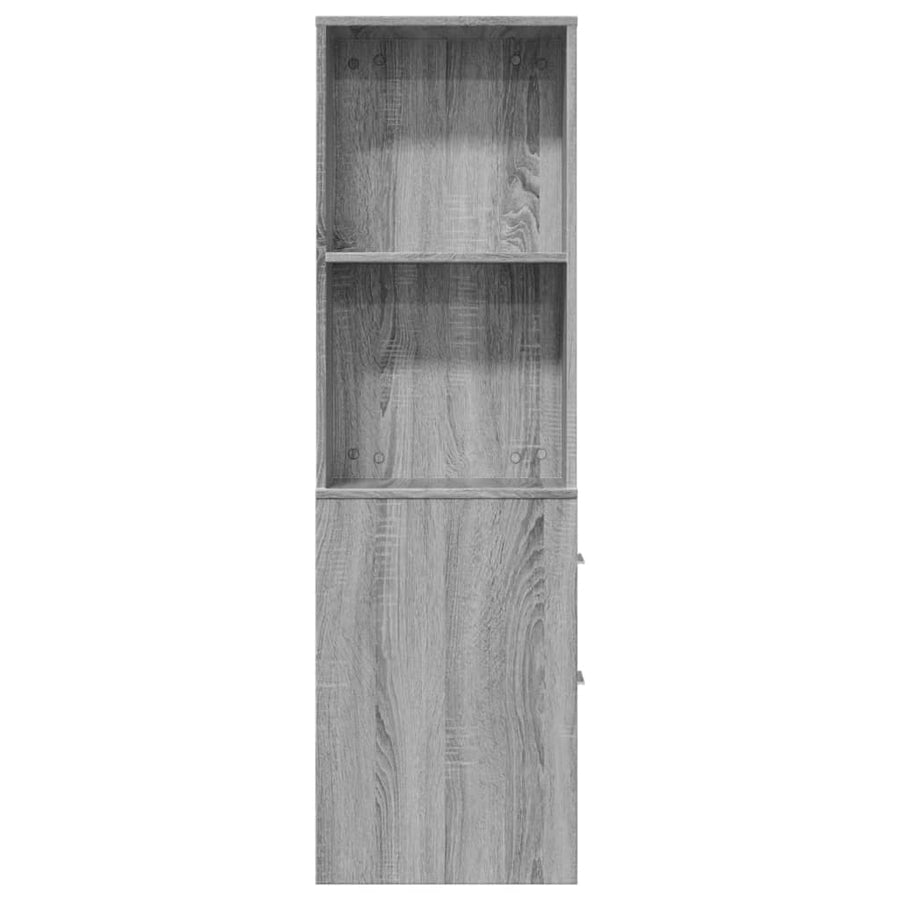 Badkamerkast smal met wielen bewerkt hout grijs sonoma eiken