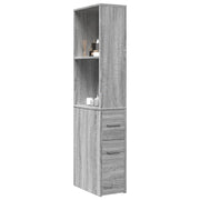 Badkamerkast smal 22x41x135 cm bewerkt hout grijs sonoma eiken