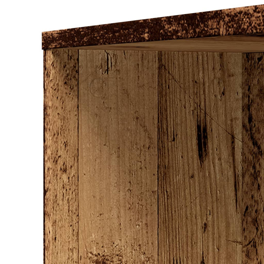 Badkamerkast smal met wielen bewerkt hout oud houtkleurig