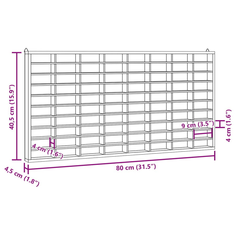 Wandkast met 80 vakken 80x4,5x40,5 cm