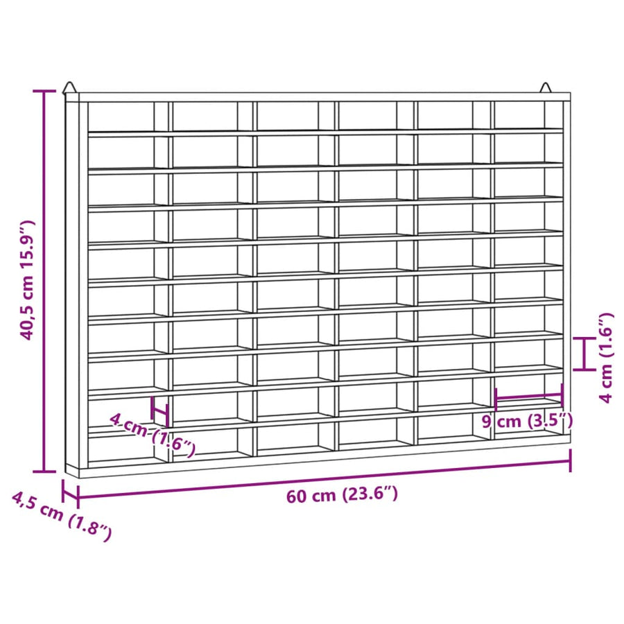 Wandkast met 60 vakken 60x4,5x40,5 cm