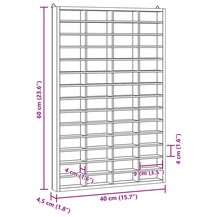 Wandkast met 56 vakken 40x4,5x60 cm