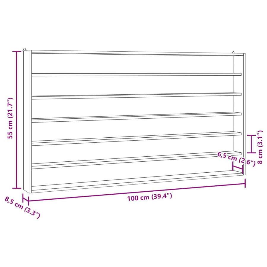 Houten Verzamelvitrine Met 6 Planken 100X8,5X55 Cm 100 x 8.5 x 55 cm